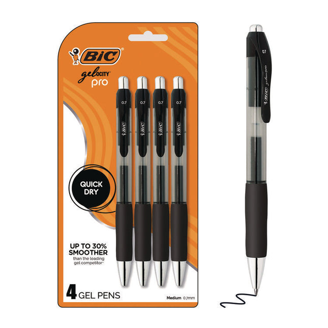 Gel-ocity Pro Gel Pen, Retractable, Medium 0.7 mm, Black Ink, Translucent Black/Black Barrel, 4/Pack