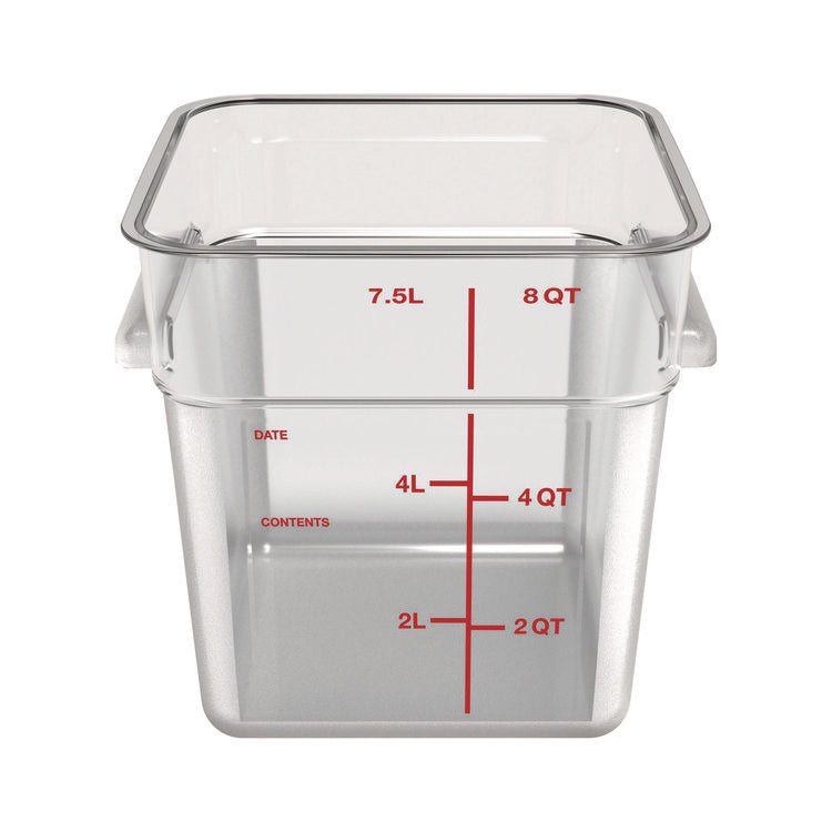 Squares Polycarbonate Food Storage Container, 8 qt, 8.75 x 8.75 x 9, Clear, Plastic