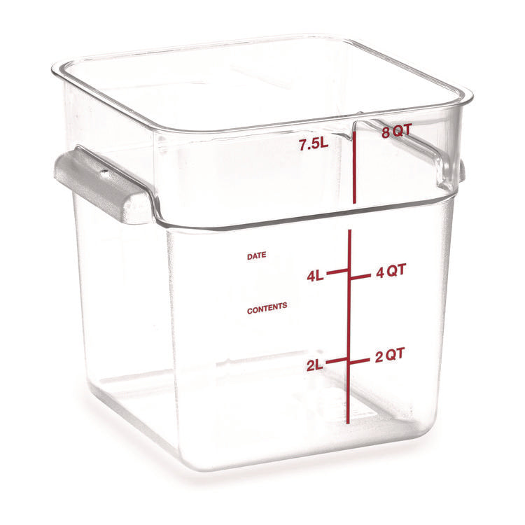 Squares Polycarbonate Food Storage Container, 8 qt, 8.75 x 8.75 x 9, Clear, Plastic