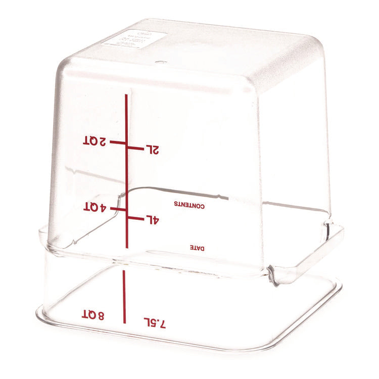 Squares Polycarbonate Food Storage Container, 8 qt, 8.75 x 8.75 x 9, Clear, Plastic