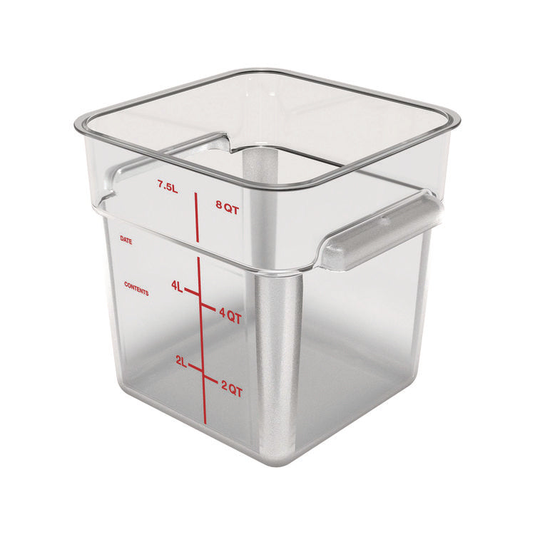Squares Polycarbonate Food Storage Container, 8 qt, 8.75 x 8.75 x 9, Clear, Plastic