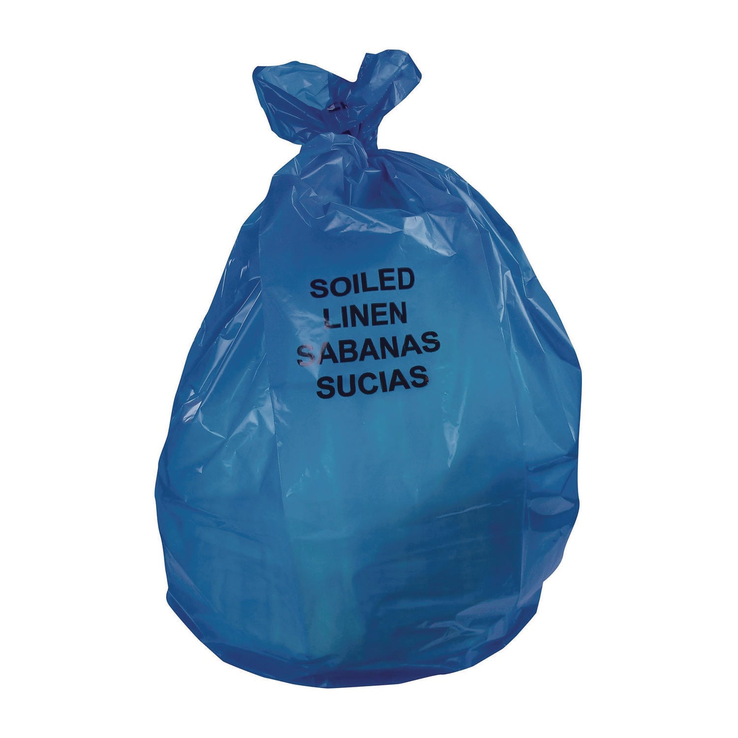 Healthcare Pre-Printed High-Density Can Liners, Soiled Linen, 45 gal, 18 mic, 40" x 48", Blue, Flat Pack, 200/Carton