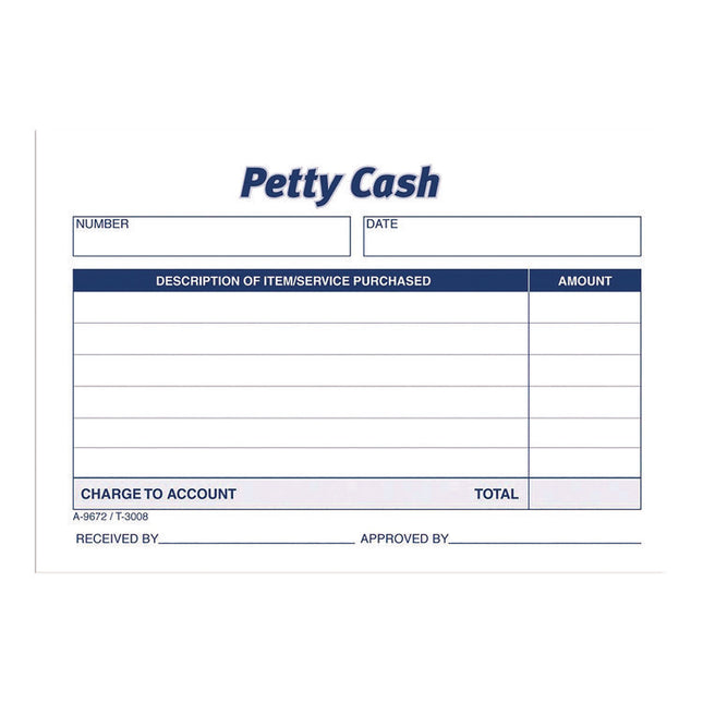Petty Cash Receipts, One-Part (No Copies), 5 x 3.5, 50 Receipts/Pad, 12 Pads/Pack