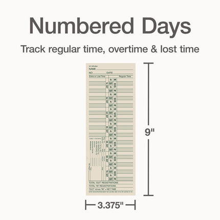 Time Cards for Acroprint, Amano and Lathem Time Clocks, Two Sides, Bi-Weekly, 3.38" x 9", 200/Pack