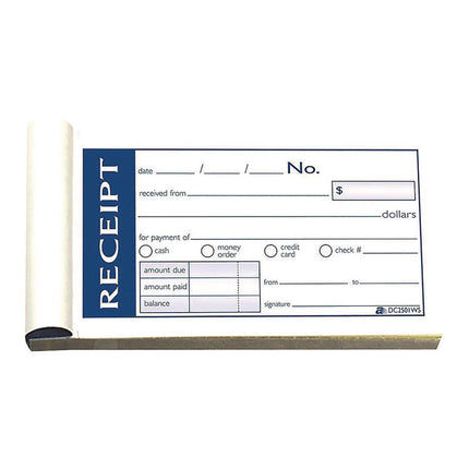 Write 'n Stick Receipt Book, Two-Part Carbonless, 4.88 x 2.75, 50 Forms Total
