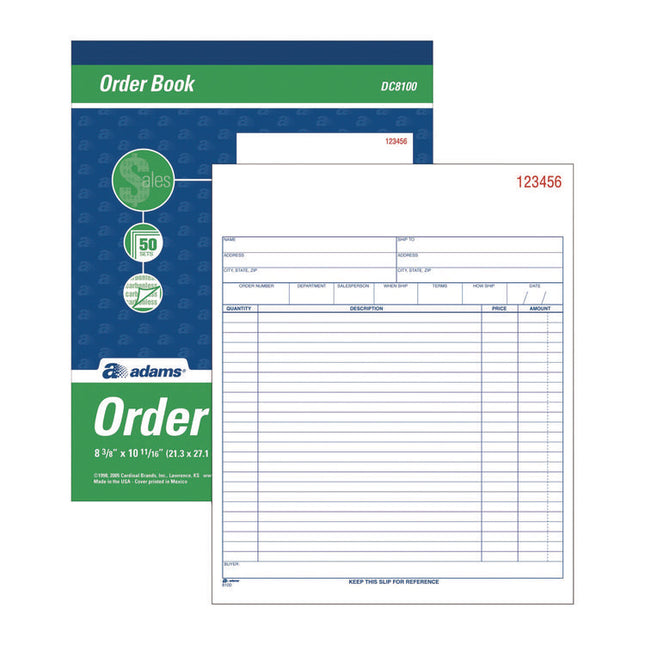 Multipart Sales Order Pad, Two-Part Carbonless, 8.38 x 10.19, 50 Forms Total