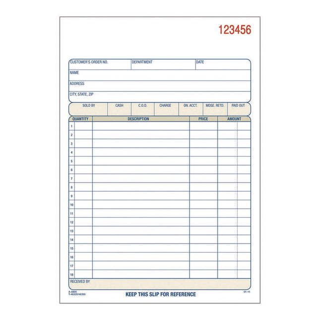 Multipart Sales Order Pad, Two-Part Carbonless, 5.56 x 7.94, 50 Forms/Pad, 10 Pads/Box