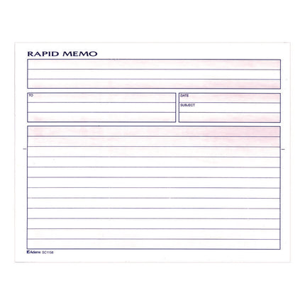 Rapid Memo Pad, Two-Part Carbonless, 8.5 x 7.75, 50 Forms Total