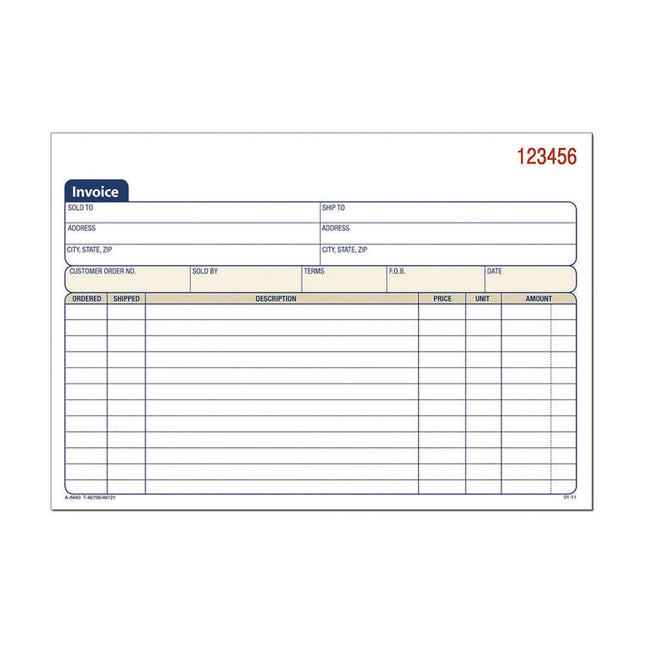 Multipart General-Purpose Invoice Pad, Three-Part Carbonless, 7.94 x 5.56, 50 Forms Total