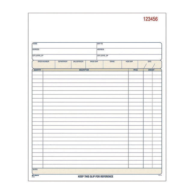 Multipart Sales Order Pad, Three-Part Carbonless, 8.34 x 10.19, 50 Forms Total