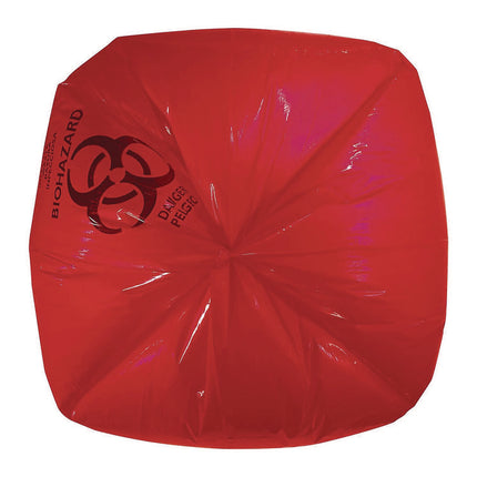 Healthcare Biohazard Printed Low-Density Can Liners, Infectious Waste, 44 gal, 3.2 mil, 37" x 50", Red, Flat Pack, 75/Carton