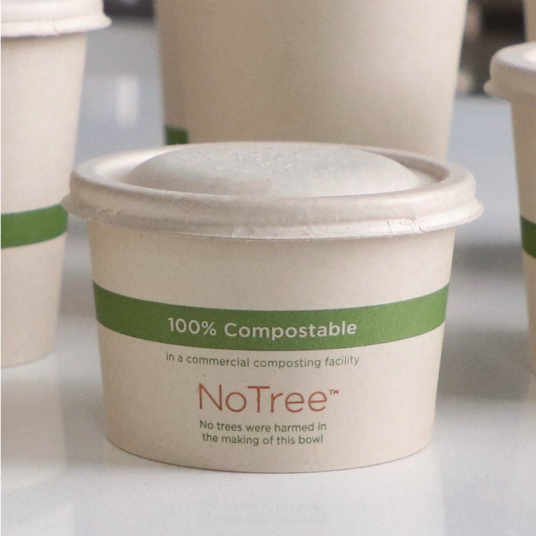 Fiber Lids for Bowls, Fits 8 oz Bowls, 3.7" Diameter x 0.4" h, Natural, Paper, 1,000/Carton