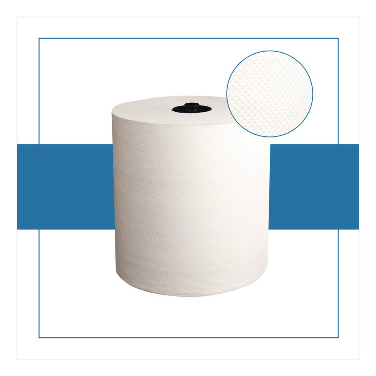 HyTech Seas Hardwound Roll Towels, 1-Ply, 7.9" x 700 ft, White, 6/Carton