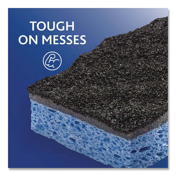 Scrunge Heavy-Duty Sponge, 2.63" x 4.25", 1" Thick, Black/Blue, 2/Pack