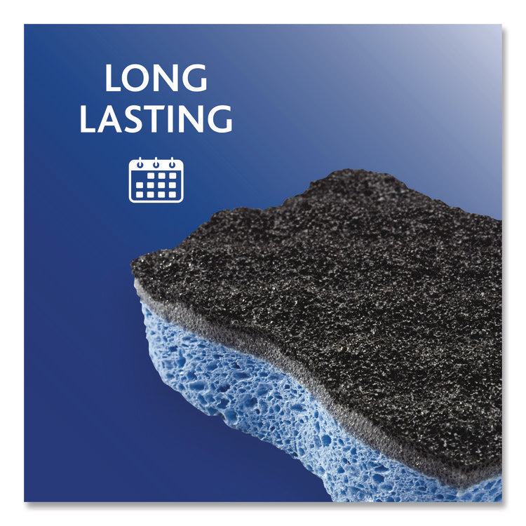 Scrunge Heavy-Duty Sponge, 2.63" x 4.25", 1" Thick, Black/Blue, 2/Pack