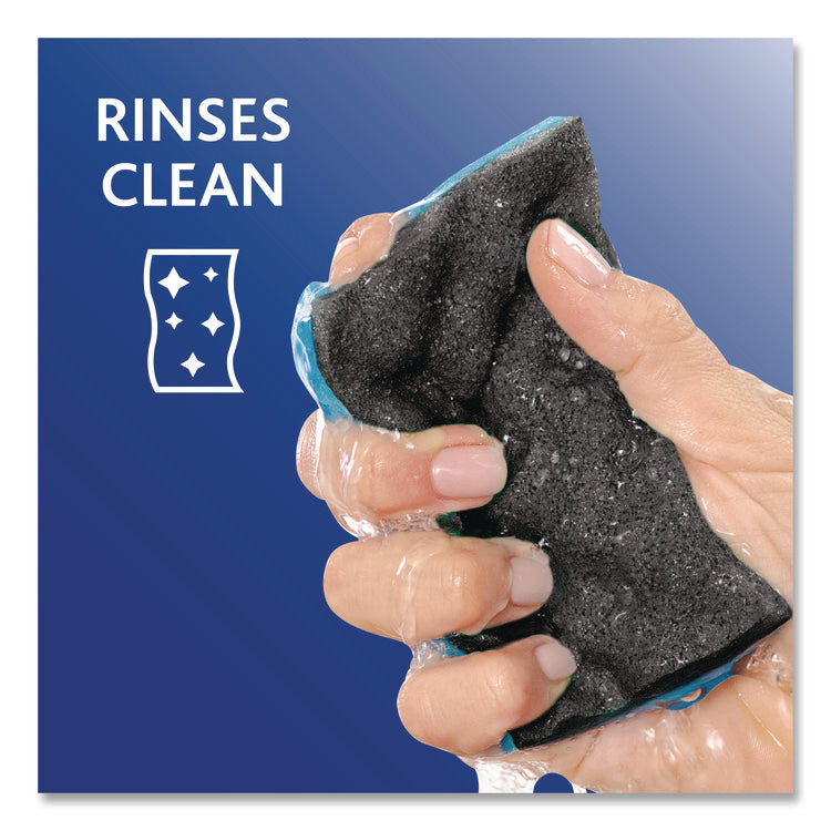 Scrunge Heavy-Duty Sponge, 2.63" x 4.25", 1" Thick, Black/Blue, 2/Pack
