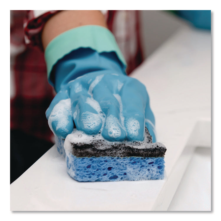 Scrunge Heavy-Duty Sponge, 2.63" x 4.25", 1" Thick, Black/Blue, 2/Pack