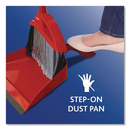 PowerCorner Pet Pro Broom and Step-On Dust Pan, 48" Handle, Red/Black/Gray