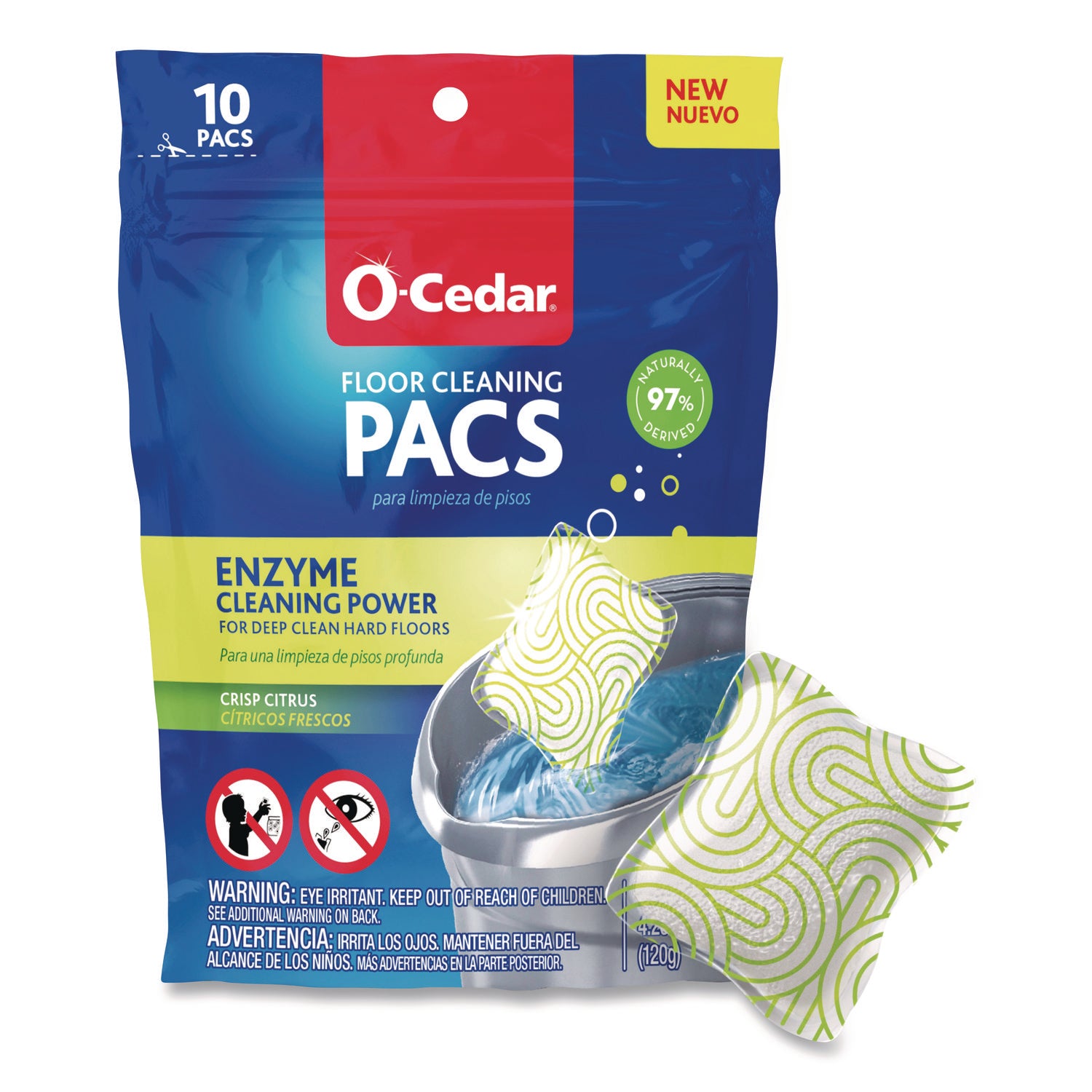 Cleaning PACS, Crisp Citrus Scent, 10/Pack, 8 Packs/Carton