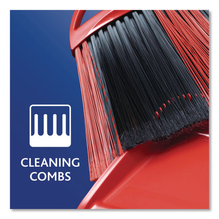 One Sweep Broom with Dustpan, 53.88" Handle, Red/Black/Gray