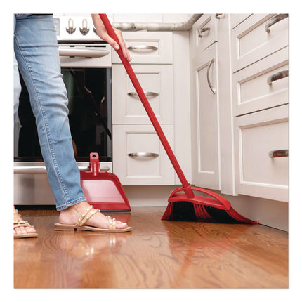 One Sweep Broom with Dustpan, 53.88" Handle, Red/Black/Gray