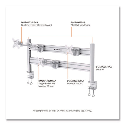 Slat Rail with Posts for Slat Wall System for 32" TVs, 8.1w x 5.7d x 5.51h, Silver, Supports 33 lb