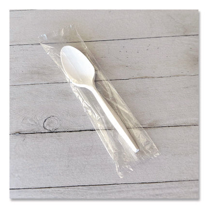 Mediumweight Wrapped Polypropylene Cutlery, Spoon, 5.31", Plastic, White, 1,000/Carton