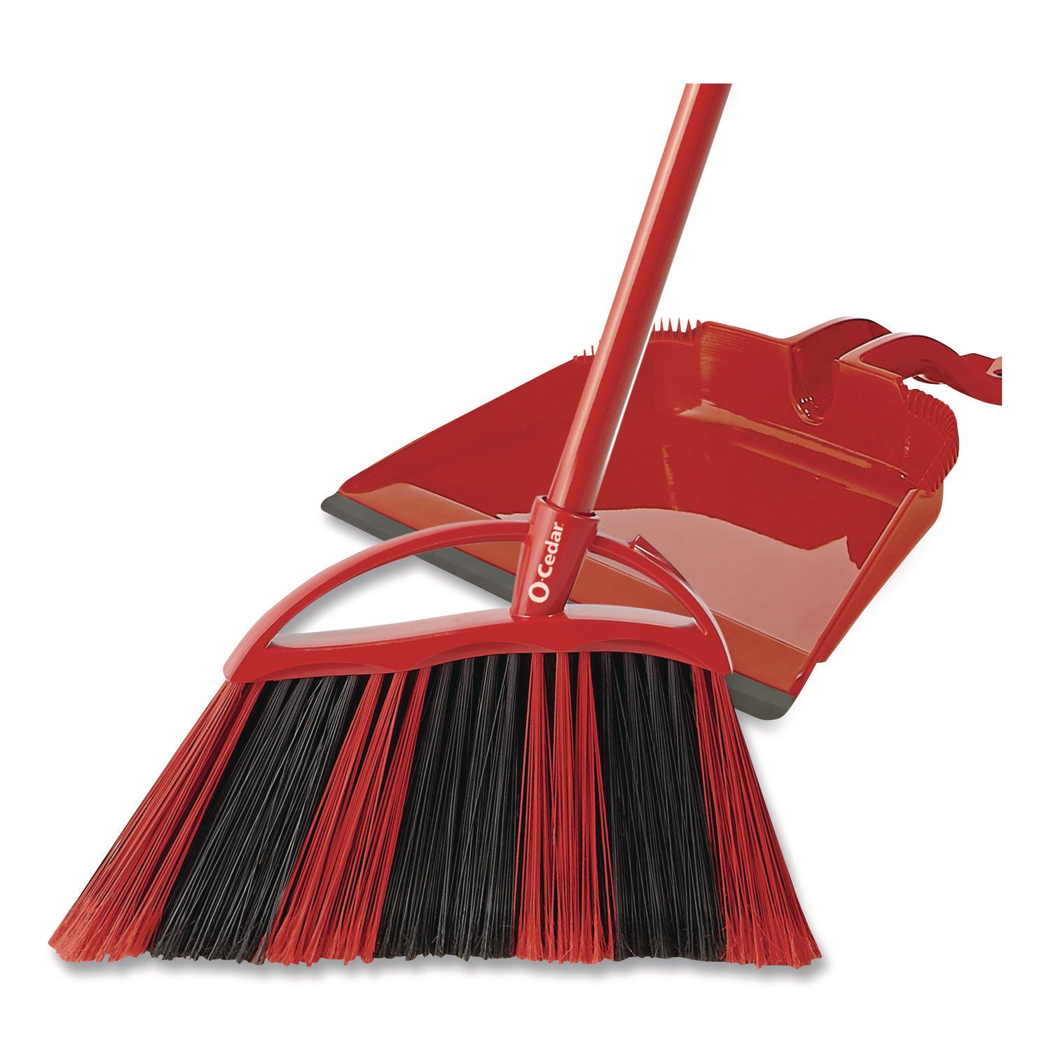 One Sweep LG Broom with Dustpan, 57" Handle, Red/Black/Gray