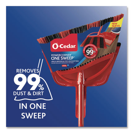 One Sweep LG Broom with Dustpan, 57" Handle, Red/Black/Gray