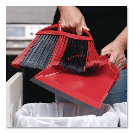 One Sweep LG Broom with Dustpan, 57" Handle, Red/Black/Gray