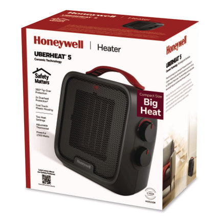 UberHeat 5 Ceramic Heater, 4.5 x 4.5 x 8.86, Black