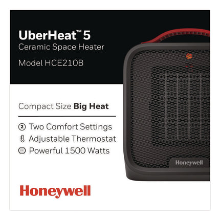 UberHeat 5 Ceramic Heater, 4.5 x 4.5 x 8.86, Black
