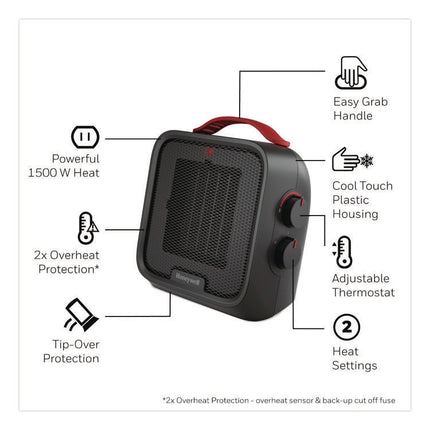 UberHeat 5 Ceramic Heater, 4.5 x 4.5 x 8.86, Black