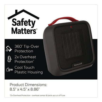 UberHeat 5 Ceramic Heater, 4.5 x 4.5 x 8.86, Black