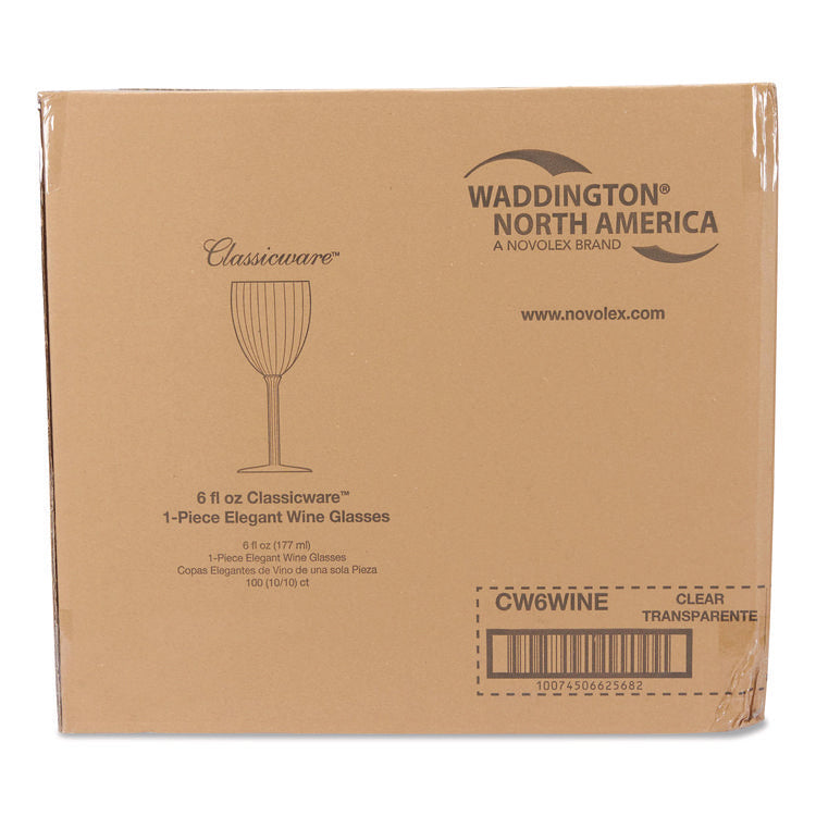 Classicware One-Piece Stemware, 6 oz, Plastic, Clear, 100/Carton
