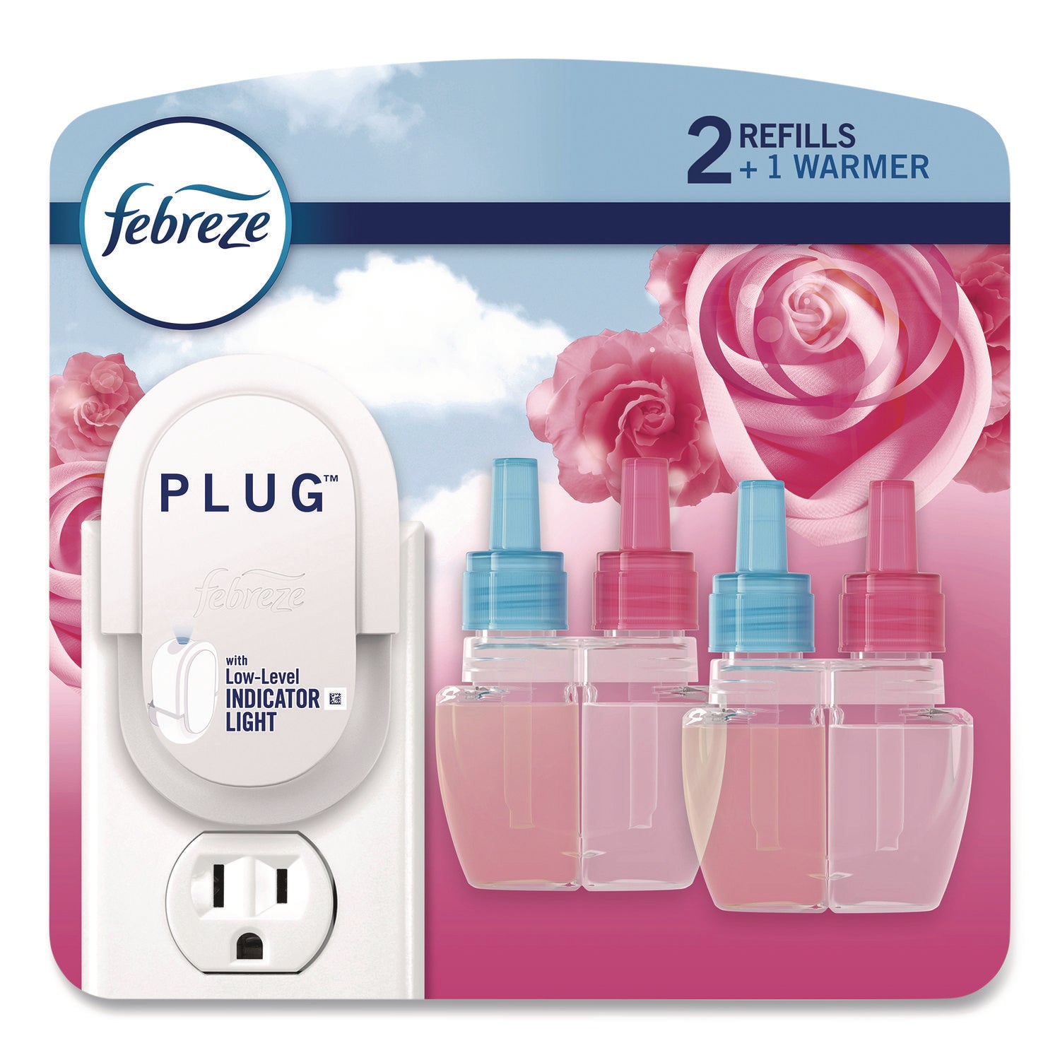 Air Freshener Warmer Starter Kit, Clear/White, with (2) Downy April Fresh Refills