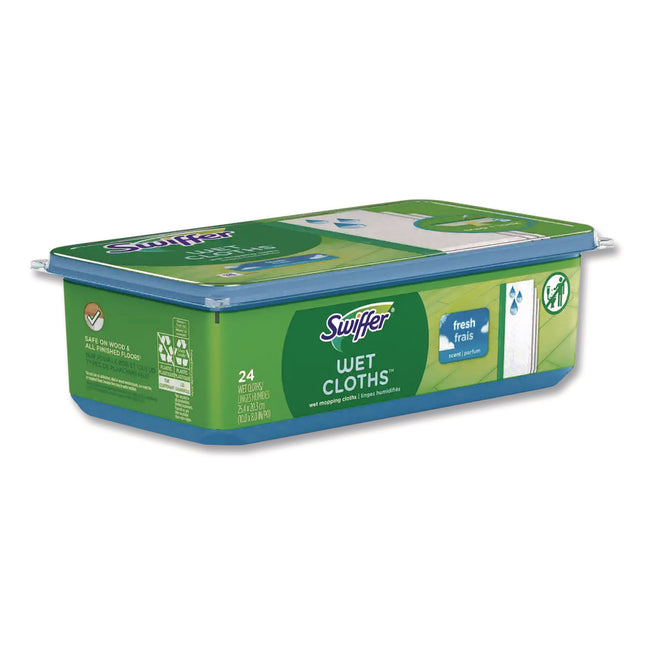 Wet Refill Cloths, 8 x 10, Fresh Scent, White, 24/Pack, 6 Packs/Carton