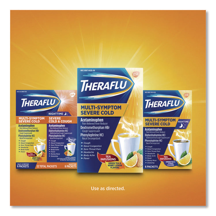 Multi-Symptom Severe Cold Hot Liquid Powder, 6 Count