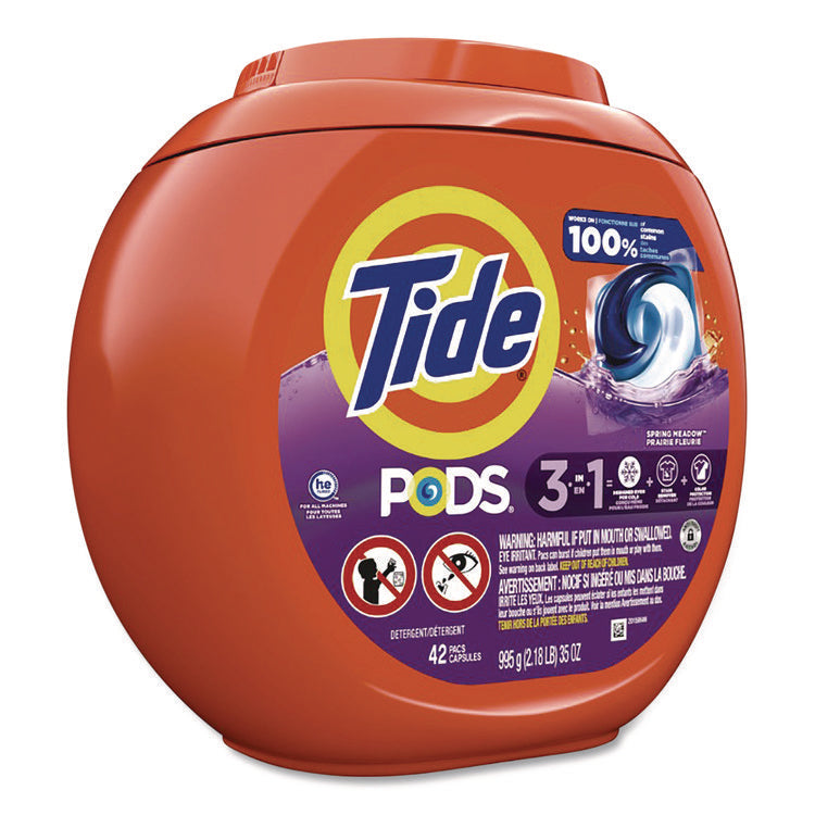 PODS Laundry Detergent, Spring Meadow Scent, 35 oz Tub, 42 Pods/Tub