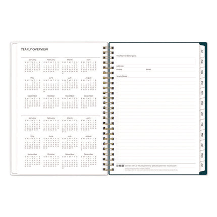 Greta Academic Year Weekly/Monthly Planner, Floral Artwork, 8.63 x 5.88, Green Cover, 12-Month: July 2024 to June 2025