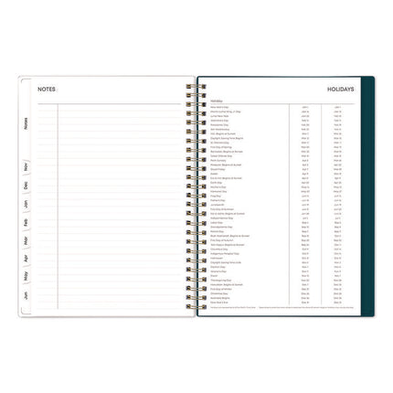 Greta Academic Year Weekly/Monthly Planner, Floral Artwork, 8.63 x 5.88, Green Cover, 12-Month: July 2024 to June 2025