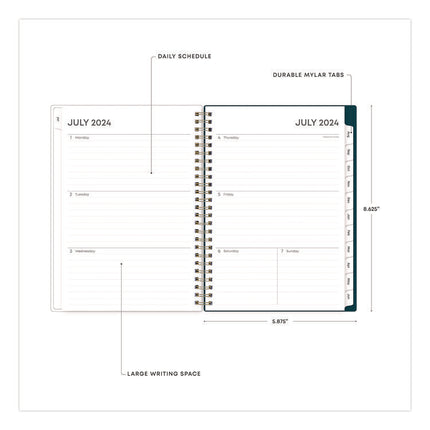 Greta Academic Year Weekly/Monthly Planner, Floral Artwork, 8.63 x 5.88, Green Cover, 12-Month: July 2024 to June 2025