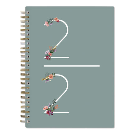 Greta Academic Year Weekly/Monthly Planner, Floral Artwork, 8.63 x 5.88, Green Cover, 12-Month: July 2024 to June 2025