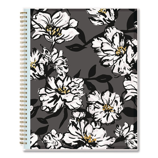 Baccara Dark Create-Your-Own Cover Weekly/Monthly Planner, Floral, 11 x 8.5, Gray/White/Gold Cover, 12-Month (Jan-Dec): 2025