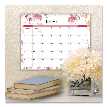 Lindley Wall Calendar, Floral Artwork, 15 x 12, White/Pink/Red Sheets, 12-Month (Jan to Dec): 2025