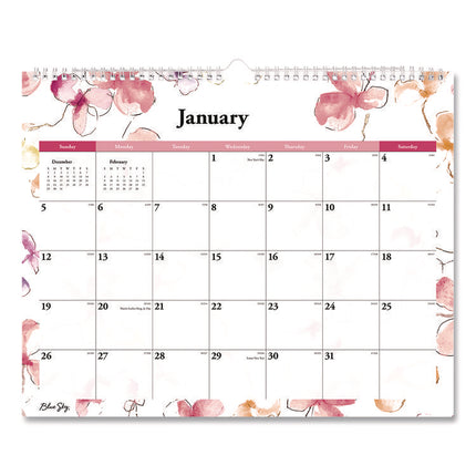 Lindley Wall Calendar, Floral Artwork, 15 x 12, White/Pink/Red Sheets, 12-Month (Jan to Dec): 2025