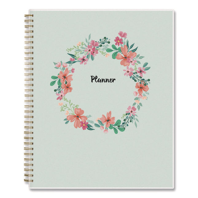 Laurel Weekly/Monthly Planner, Springtime Floral Artwork, 11 x 8.5, Mint Green/Multicolor Cover, 12-Month (Jan to Dec): 2025