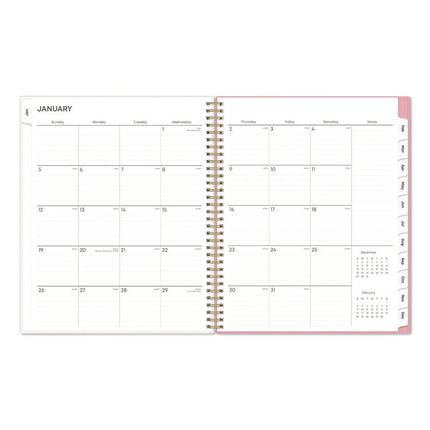 Mimi Pink Weekly/Monthly Planner, Floral Artwork, 11 x 8.5, Pink/Blue/Rose Cover, 12-Month (Jan to Dec): 2025