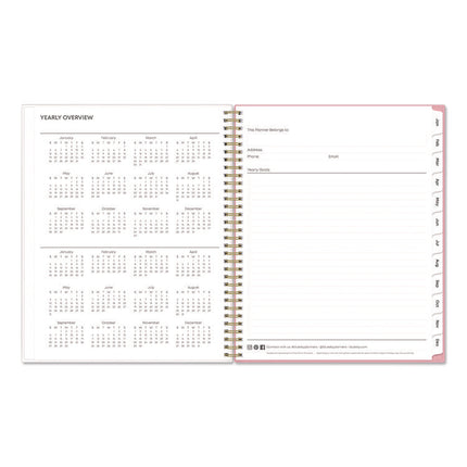 Mimi Pink Weekly/Monthly Planner, Floral Artwork, 11 x 8.5, Pink/Blue/Rose Cover, 12-Month (Jan to Dec): 2025