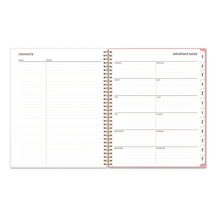 Mimi Pink Weekly/Monthly Planner, Floral Artwork, 11 x 8.5, Pink/Blue/Rose Cover, 12-Month (Jan to Dec): 2025